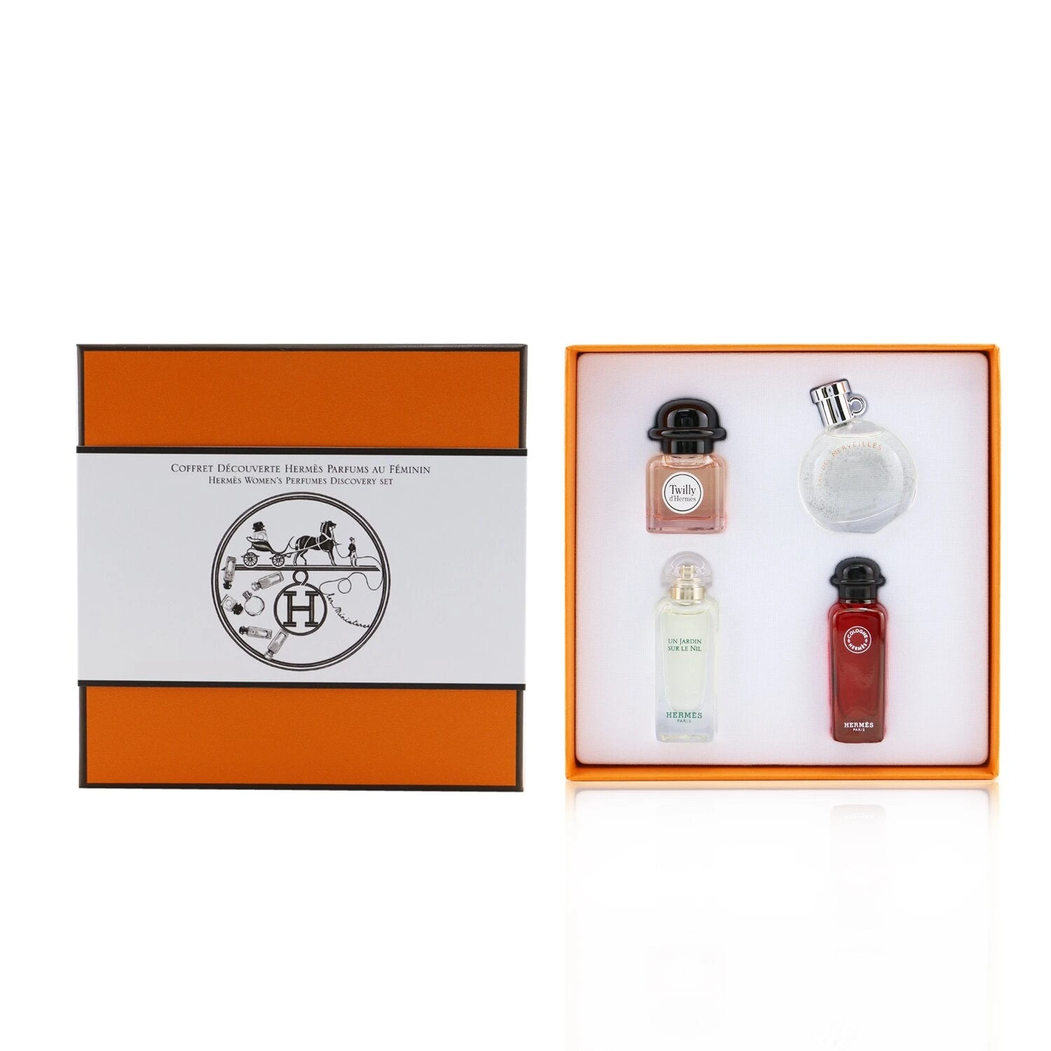 Hermès Hermes Miniature Coffret: Twilly D'Hermes, Un Jardin Sur Le Nil, Eau De Rhubarbe Ecarlate, Eau Des Merveilles 4x7.5ml/0.25oz 2 Hermès Hermes Miniature Coffret: Twilly D'Hermes, Un Jardin Sur Le Nil, Eau De Rhubarbe Ecarlate, Eau Des Merveilles 4x7.5ml/0.25oz - Image 2