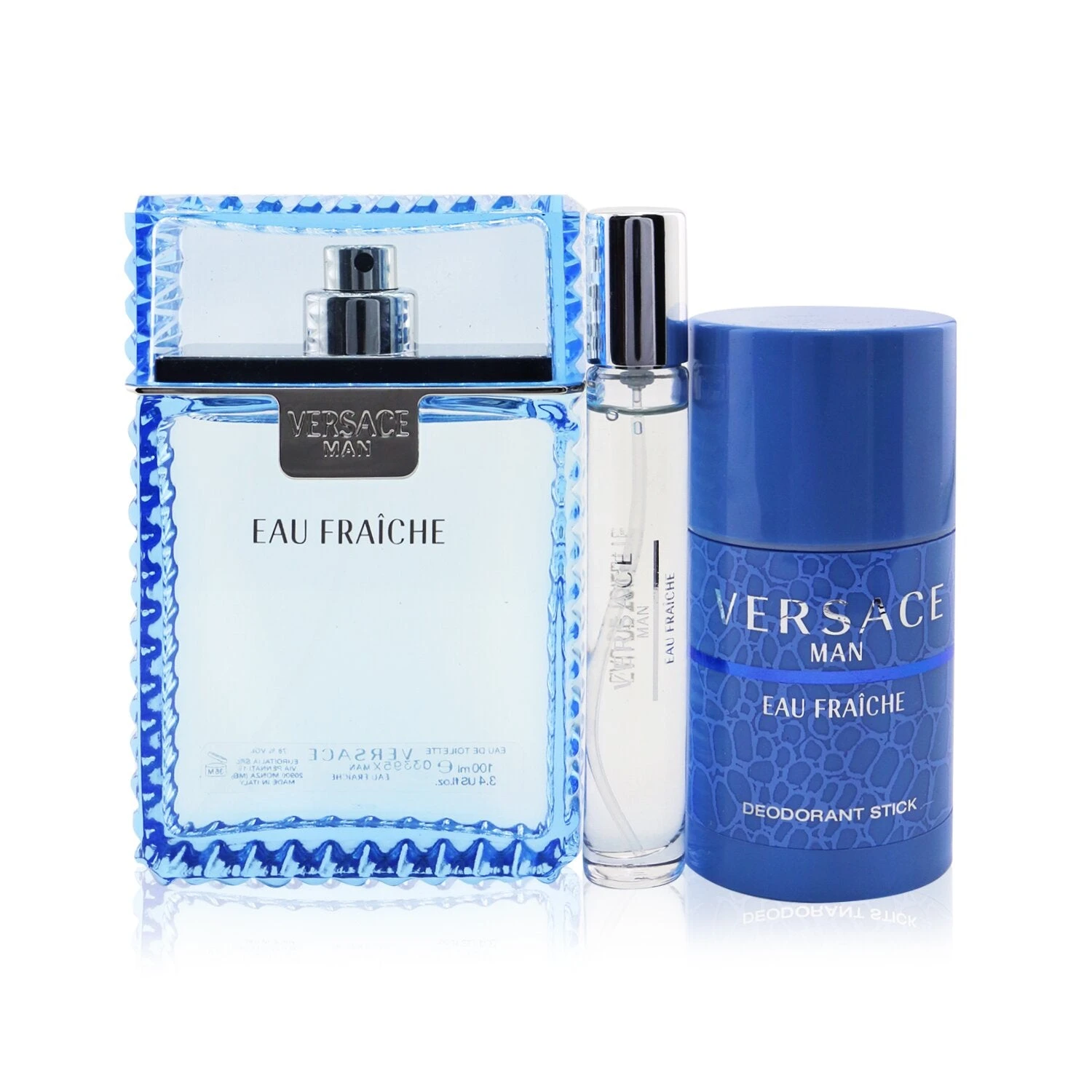 Versace Eau Fraiche Coffret: Eau De Toilette Spray 100ml/3.4oz + Eau De Toilette Spray 10ml/0.3oz + Deodorant Stick 75g/2.5oz 3pcs 1 Versace Eau Fraiche Coffret: Eau De Toilette Spray 100ml/3.4oz + Eau De Toilette Spray 10ml/0.3oz + Deodorant Stick 75g/2.5oz 3pcs