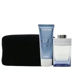 Bvlgari Man Glacial Essence Coffret: Eau De Parfum Spray 100ml/3.4oz + After Shave Balm 100ml/3.4oz + Pouch (X'mas Edition) 2pcs+Pouch