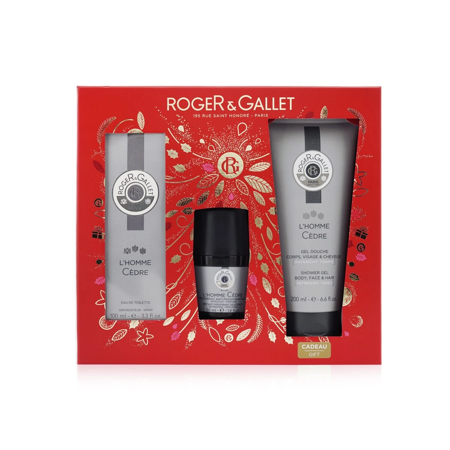 Roger & Gallet L'Homme Cedre Coffret: Eau De Toilette Spray 100ml/3.3oz + Anti-Perspirant Deodorant 50ml/1.6oz + Shower Gel 200ml/6.6oz 3pcs 2 Roger & Gallet L'Homme Cedre Coffret: Eau De Toilette Spray 100ml/3.3oz + Anti-Perspirant Deodorant 50ml/1.6oz + Shower Gel 200ml/6.6oz 3pcs - Image 2
